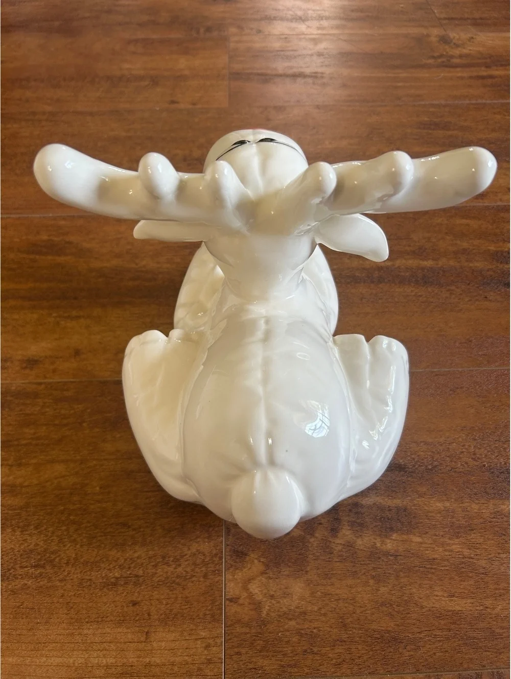 Ceramic White Reindeer Figurine with Red Nose